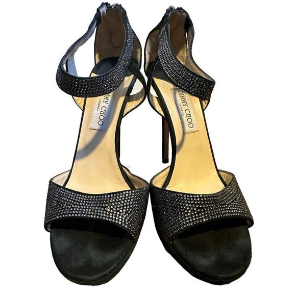 Jimmy Choo Crystal-Embellished Black Suede Heels | Size 11| Evening - Picture 3 of 9